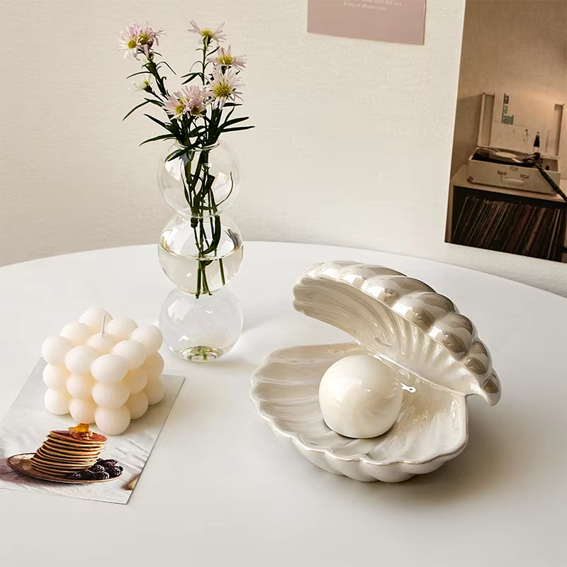 Exquisite Room Decor Shell Night Light Tray Jewelry Box Hom Living Decor Bedroom Desk Decoration Indoor Crafts Birthday Gift