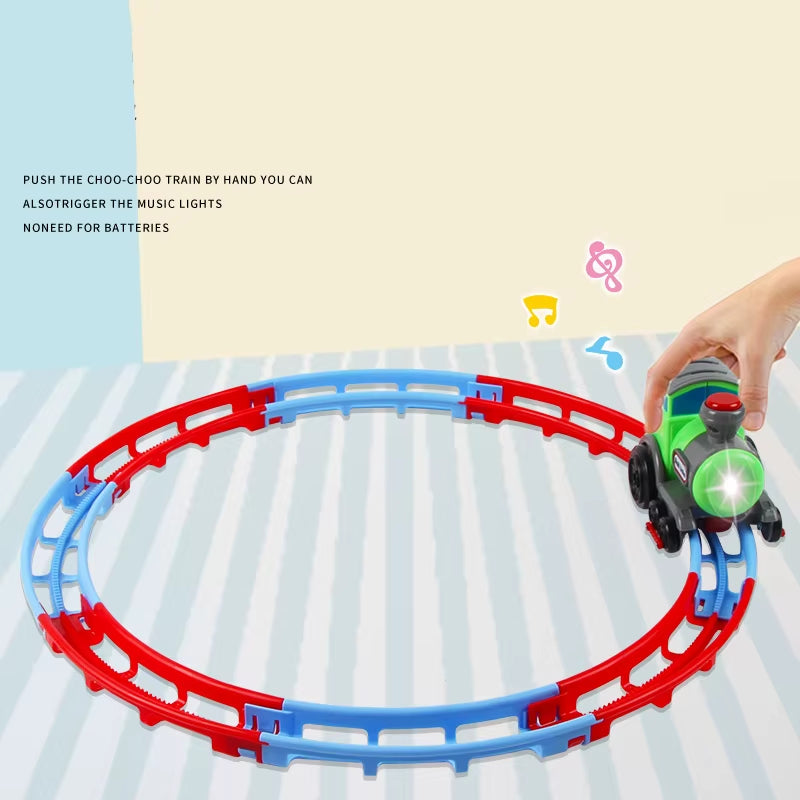 Rolling Rail Train Car DIY Splicing Track Innovativ Music Tumble Electronic Toy Train Flashing Light Music Creative Exercise