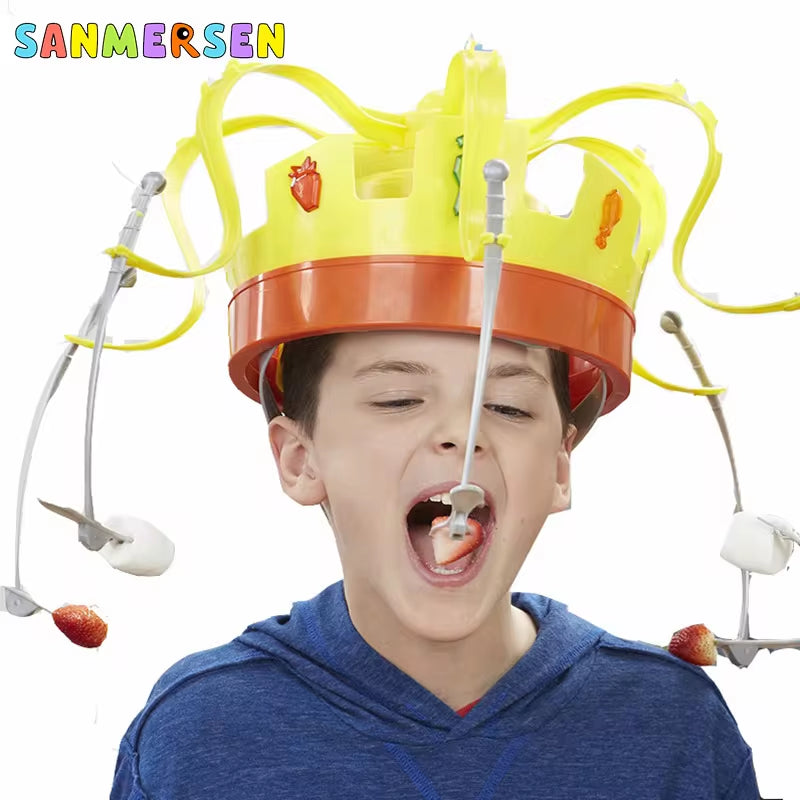 Family Party Game Crown Food Hat Trick Toy Chow Crown Funny Tidy Eat the Food with Revolving Party for Kids Christmas Games