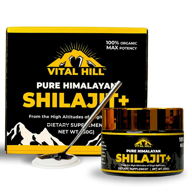 Vital Hill Premium Himalayan Shilajit Resin, Lab Certified for Purity | Organic Shilajit Resin, Gold Grade Energy Supplement (50G)