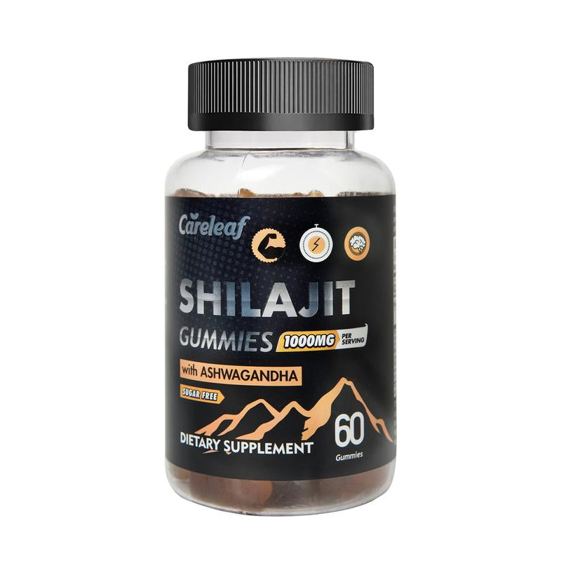 Careleaf Sugar-Free 1000Mg Shilajit Gold Gummies with Ashwagandha-Energy, Brain & Immunity Support for Men & Women-Healthcare Fitness Supplement-60Cts