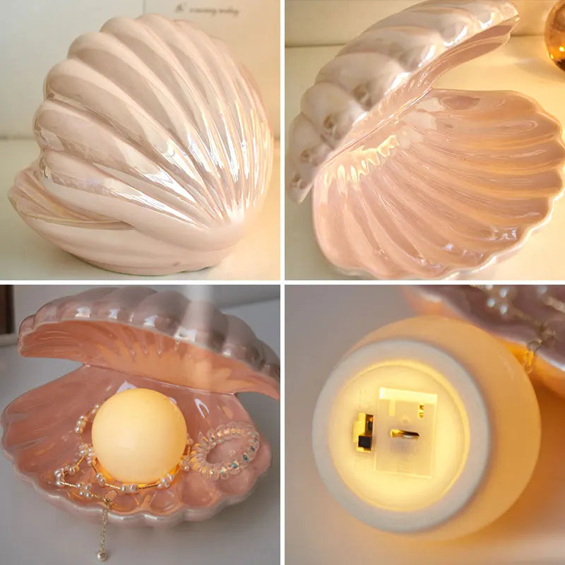 Exquisite Room Decor Shell Night Light Tray Jewelry Box Hom Living Decor Bedroom Desk Decoration Indoor Crafts Birthday Gift